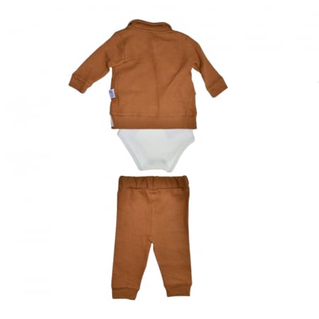 Compleu 3 piese pantaloni, body si jacheta pentru baieti Mini Junior SETMJ-16, Maro [1]