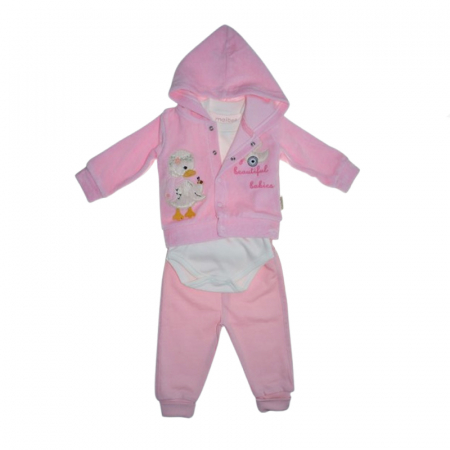 Compleuri  fete maneca lunga - Compleu 3 piese pantaloni, body si jacheta pentru fete Mini Junior CMP-7050R, Roz