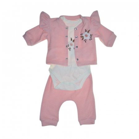 Compleuri  fete maneca lunga - Compleu 3 piese pantaloni, body si jacheta pentru fete Mini Junior CMP-MJ001, Roz