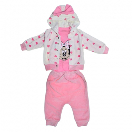 Compleuri  fete maneca lunga - Compleu 3 piese pantaloni, body si jacheta pentru fete Mini Junior CMP2708R, Roz