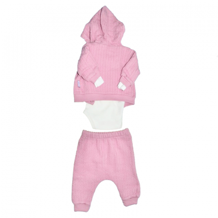 Compleu 3 piese pantaloni, body si jacheta pentru fete Mini Junior COMP-MJ30, Roz [1]