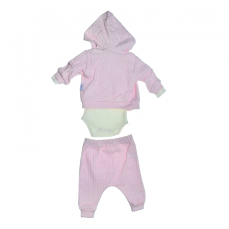 Compleu 3 piese pantaloni, body si jacheta pentru fete Mini Junior SETMJ-12, Roz [1]