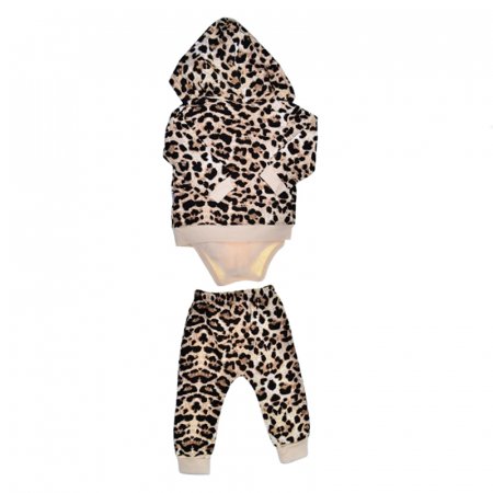 Compleu 3 piese pantaloni, body si jacheta pentru fete Mini Junior SETMJ-23, Crem [1]