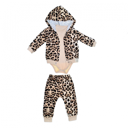 Compleuri  fete maneca lunga - Compleu 3 piese pantaloni, body si jacheta pentru fete Mini Junior SETMJ-23, Crem