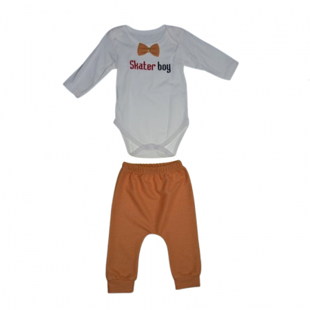 Compleu 3 piese pantaloni, body si sacou pentru baieti Mini Junior CMP-MJ002, Maro [2]
