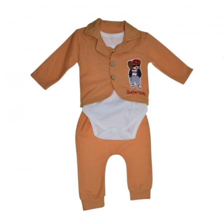 Compleuri baieti maneca lunga - Compleu 3 piese pantaloni, body si sacou pentru baieti Mini Junior CMP-MJ002, Maro