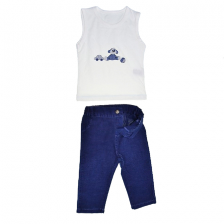 Compleu 3 piese pantaloni, maiou si camasa pentru baieti Mini Junior COMP-3186, Albastru [2]
