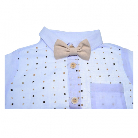 Compleu 3 piese pantaloni, papion si camasa pentru baieti Mini Junior COMP-101, Crem [3]