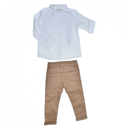 Compleu 3 piese pantaloni, papion si camasa pentru baieti Mini Junior COMP-3049, Bej [1]
