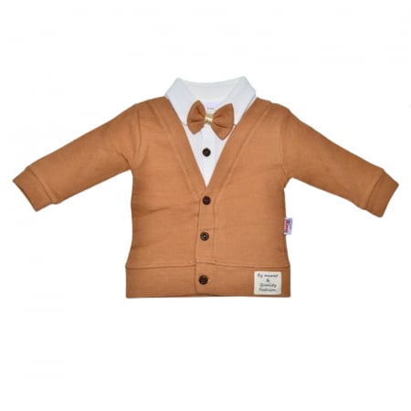 Compleu 3 piese pantaloni, papion si cardigan pentru baieti Mini Junior SETMJ-41, Maro [3]