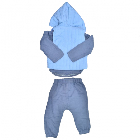 Compleu 3 piese pantaloni, vesta si bluza pentru baieti Mini Junior COMP-MJ28, Albastru [1]