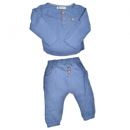 Compleu 3 piese pantaloni, vesta si bluza pentru baieti Mini Junior COMP-MJ28, Albastru [4]