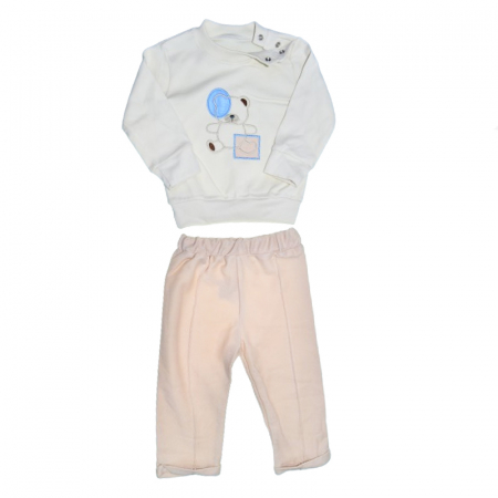 Compleu 3 piese pantaloni, vesta si bluza pentru baieti Mini Junior COMP-MJ29, Crem [2]