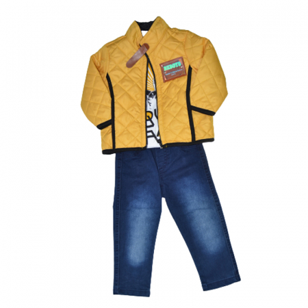 Compleuri baieti maneca lunga - Compleu 3 piese pentru baieti Mini Junior 03-2023G, Galben