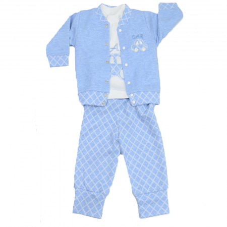 Compleuri baieti maneca lunga - Compleu 3 piese pentru baieti Mini Junior BBW-18-56-2117, Albastru