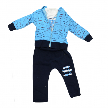 Compleuri baieti maneca lunga - Compleu 3 piese pentru baieti Mini Junior KTA-8-68, Albastru
