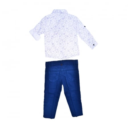 Compleu 4 piese pantaloni, camasa, papion si bretele pentru baieti Mini Junior, COMP-1173, Bleumarin [1]