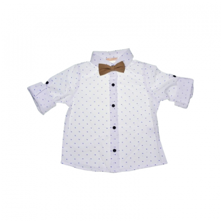 Compleu 4 piese pantaloni, camasa, papion si bretele pentru baieti Mini Junior, COMP-2407-B, Bej [4]