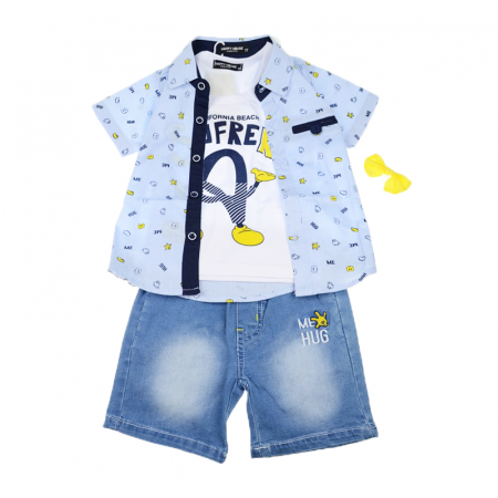 Compleu 4 piese de vara pentru baieti Happy House JF-1829A-92-cm, Albastru [0]