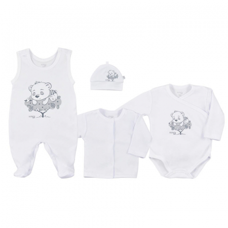 Compleuri baieti maneca lunga - Compleu 4 piese pentru copii Koala Spiacy Mis 08-737, Alb