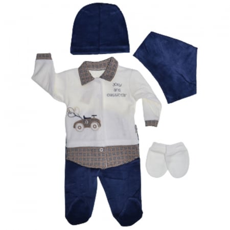 Compleuri baieti maneca lunga - Compleu 5 piese pentru baieti Bebelinna 020823BL, Bleumarin