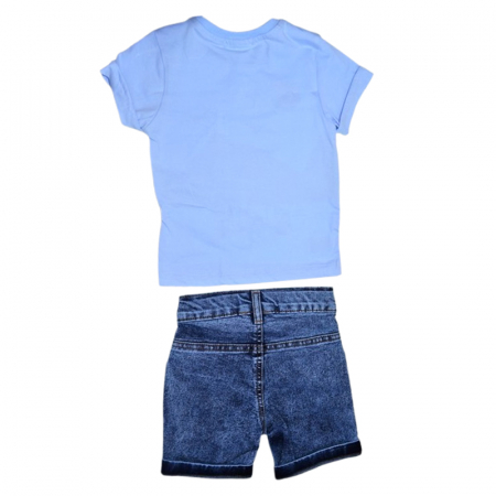 Compleu de vara, din 2 piese, pentru baieti, tricou si pantaloni scurti, Mini Junior, 1667BA, Albastru [1]