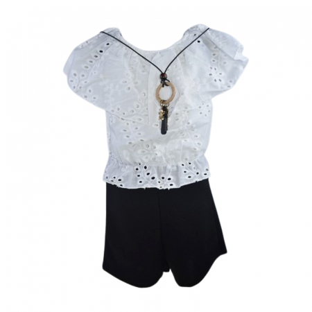 Compleuri fete de vara - Compleu de vara, din 2 piese, pentru fete, Lucky, LK6123N, Negru