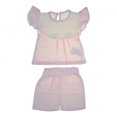 Compleuri fete de vara - Compleu de vara din 2 piese, pentru fete, Mini Junior 2391R, Roz