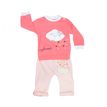 Compleuri  fete maneca lunga - Compleu din 2 piese bluza cu maneca lunga si pantaloni pentru baieti Mini Junior 100822-6, Fucsia