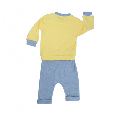 Compleu din 2 piese bluza cu maneca lunga si pantaloni pentru baieti Mini Junior 100822-2, Galben [1]