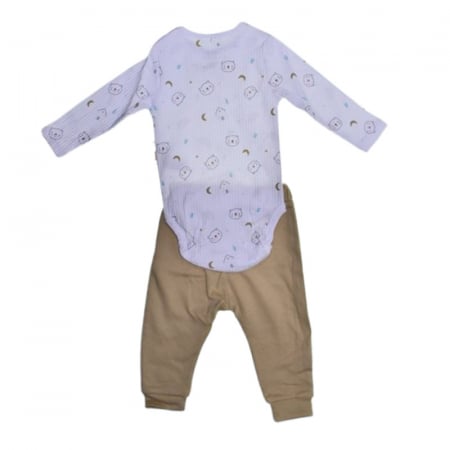 Compleu din 2 piese, body si pantaloni, pentru baieti, Mini Junior 2708C, Crem [1]