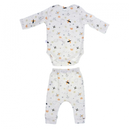 Compleu din 2 piese, body si pantaloni, pentru baieti, Mini Junior 50026C, Crem [1]