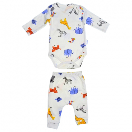 Compleuri baieti maneca lunga - Compleu din 2 piese, body si pantaloni, pentru baieti, Mini Junior 50026C2, Crem
