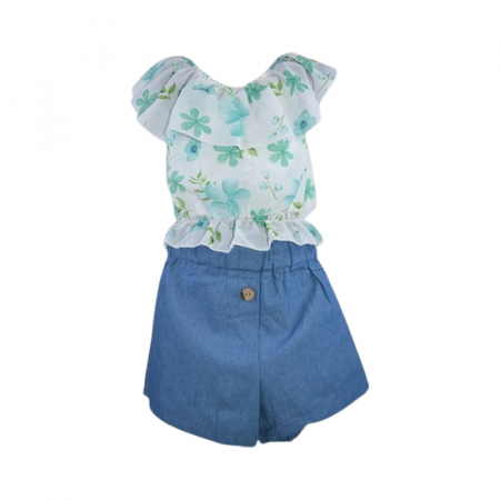 Compleuri fete de vara - Compleu de vara, din 2 piese, pentru fete, Lucky, LK7268, Verde