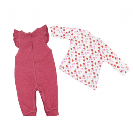 Compleu din 2 piese salopeta si bluza cu maneca lunga pentru fete Bebelinna 100822, Bordo [2]