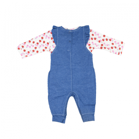 Compleu din 2 piese salopeta si bluza cu maneca lunga pentru fete Bebelinna 100822-1, Albastru [1]