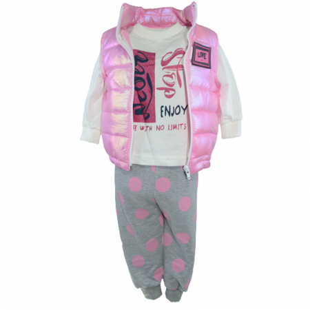 Compleuri  fete maneca lunga - Compleu din 3 piese pentru fete Minijunior MJ0125-98, Roz