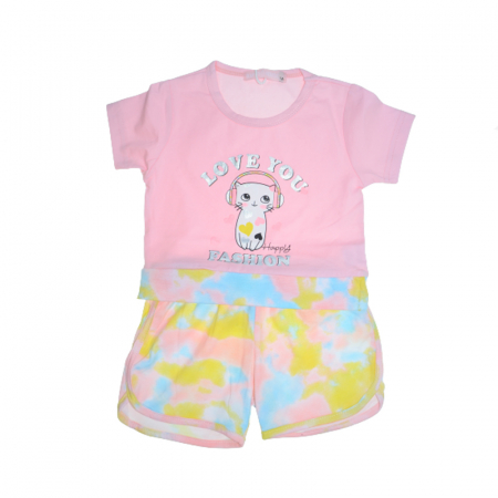 Compleuri fete de vara - Compleu din doua piese pentru fete Happy House WB-2950, Roz
