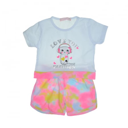 Compleuri fete de vara - Compleu din doua piese pentru fete Happy House WB-2950A, Alb