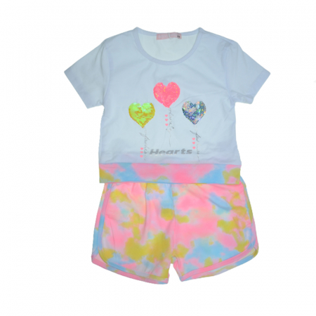 Compleuri fete de vara - Compleu din doua piese pentru fete Happy House WB-2952, Alb