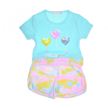 Compleuri fete de vara - Compleu din doua piese pentru fete Happy House WB-2952A, Albastru