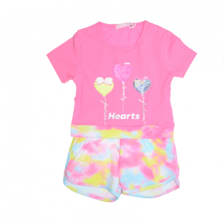 Compleuri fete de vara - Compleu din doua piese pentru fete Happy House WB-2952B, Fucsia