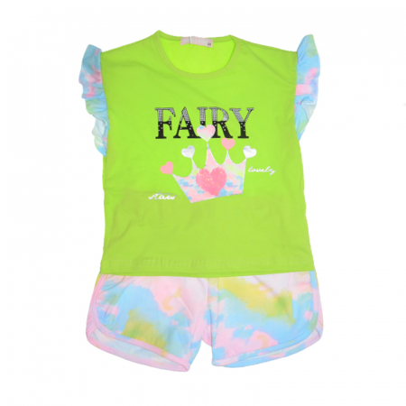 Compleuri fete de vara - Compleu din doua piese pentru fete Happy House WB-2953, Verde