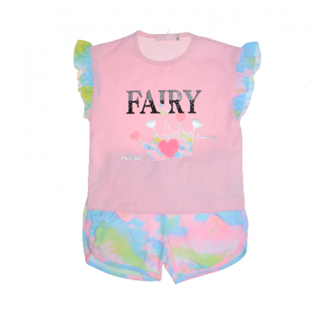 Compleuri fete de vara - Compleu din doua piese pentru fete Happy House WB-2953A, Roz