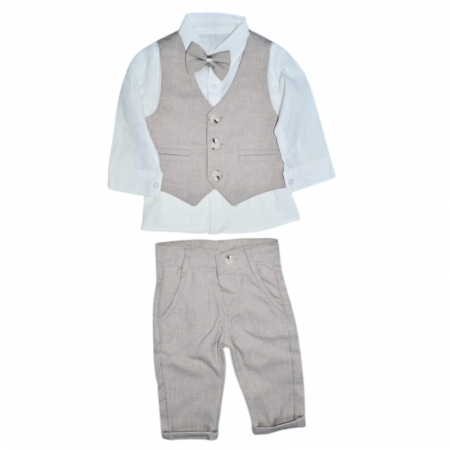 Costume elegante - Compleu elegant 4 piese, pentru baieti, Mini Junior 3684, Crem