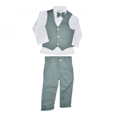 Costume elegante - Compleu elegant 4 piese, pentru baieti, Mini Junior 3685BV, Verde