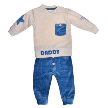 Compleuri baieti maneca lunga - Compleu format din 2 piese, pentru baieti, Mini Junior 2105A, Albastru