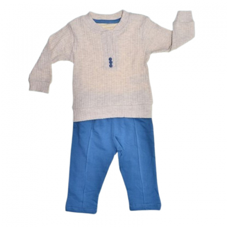 Compleuri baieti maneca lunga - Compleu format din 2 piese, pentru baieti, Mini Junior 2461A, Albastru