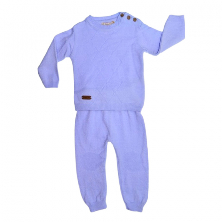 Compleuri baieti maneca lunga - Compleu format din 2 piese, pentru baieti, Mini Junior 4028A, Albastru deschis