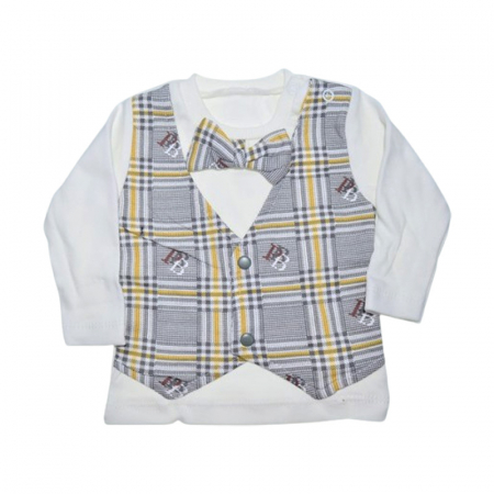 Compleu in carouri, format din 3 piese, pentru baieti, Mini Junior 1322G, Gri [3]